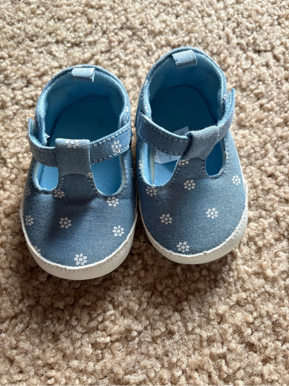 Target Blue Floral Canvas T-Strap Baby Shoes